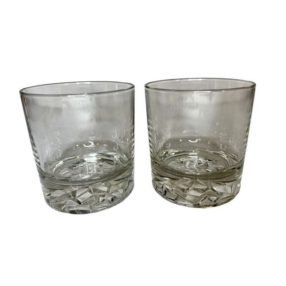 Collectible Set of 2 Heavy Diamond Cut The Glenlivet Rocks Whiskey Glasses EC - Picture 6 of 8